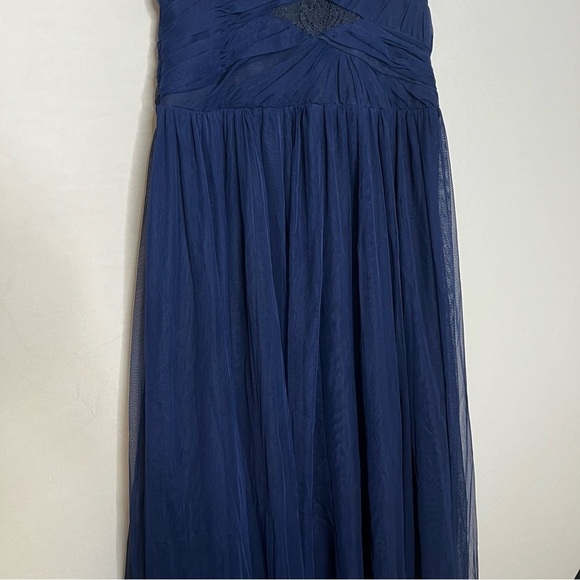 Eva Brazzi Black Tie Navy Blue Lace Front Strapless Chiffon Evening Gown. Size 8 - Picture 5 of 16